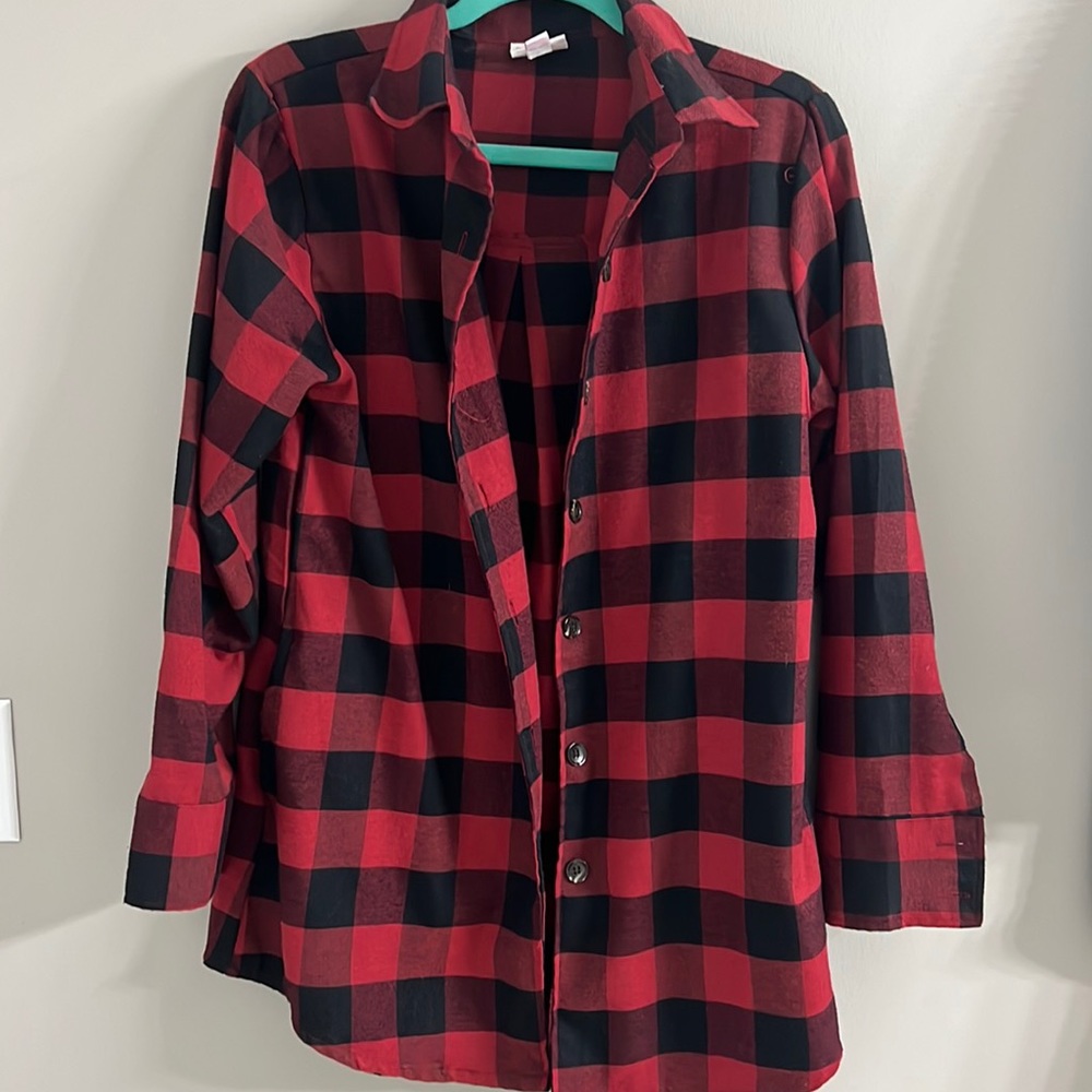 LuLaRoe Buffalo plaid Abigail flannel